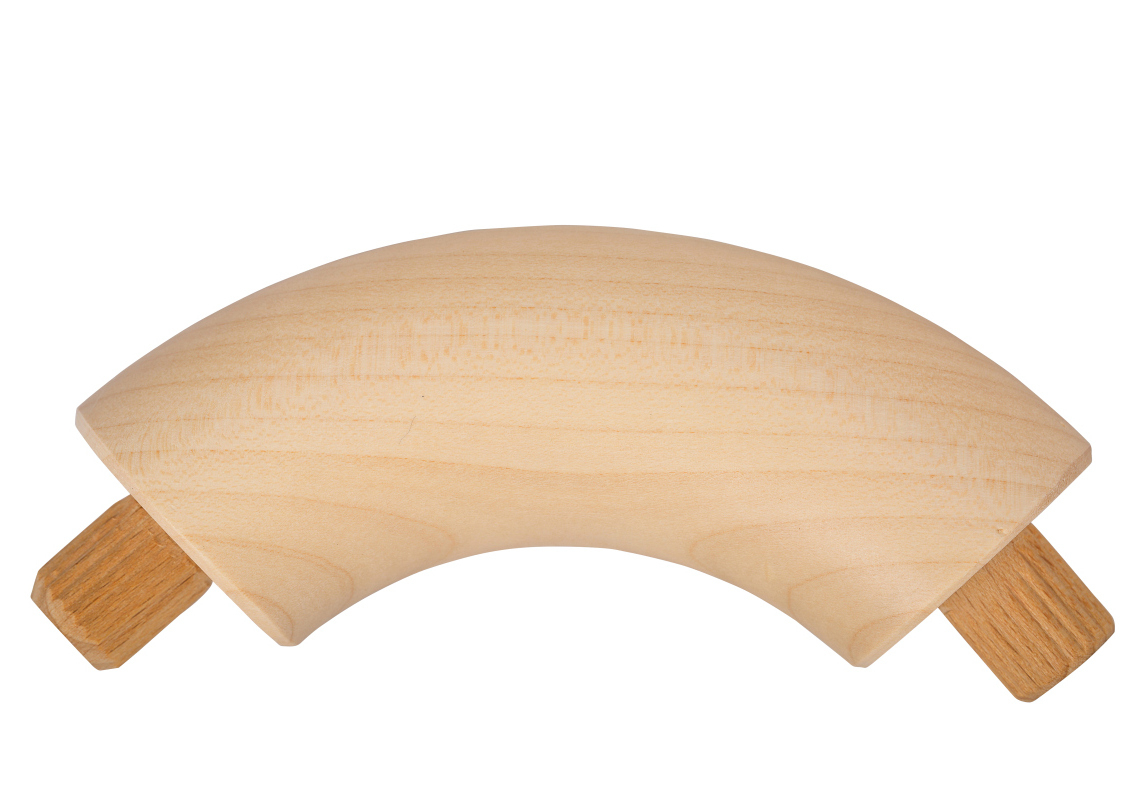 Verbindingsbocht 90° - Esdoorn - diverse diameters, voor ronde houten leuning