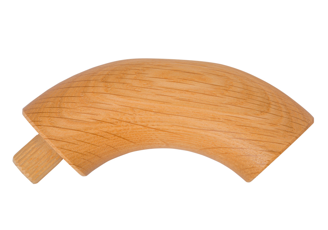 Endbocht 90° - Eur. eik - diverse diameters, voor ronde leuning