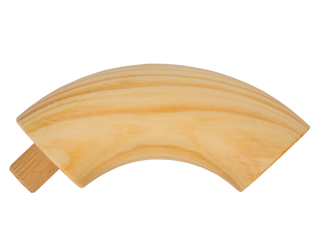 Endbocht 90° - Lariks - diverse diameters, voor ronde houten leuning