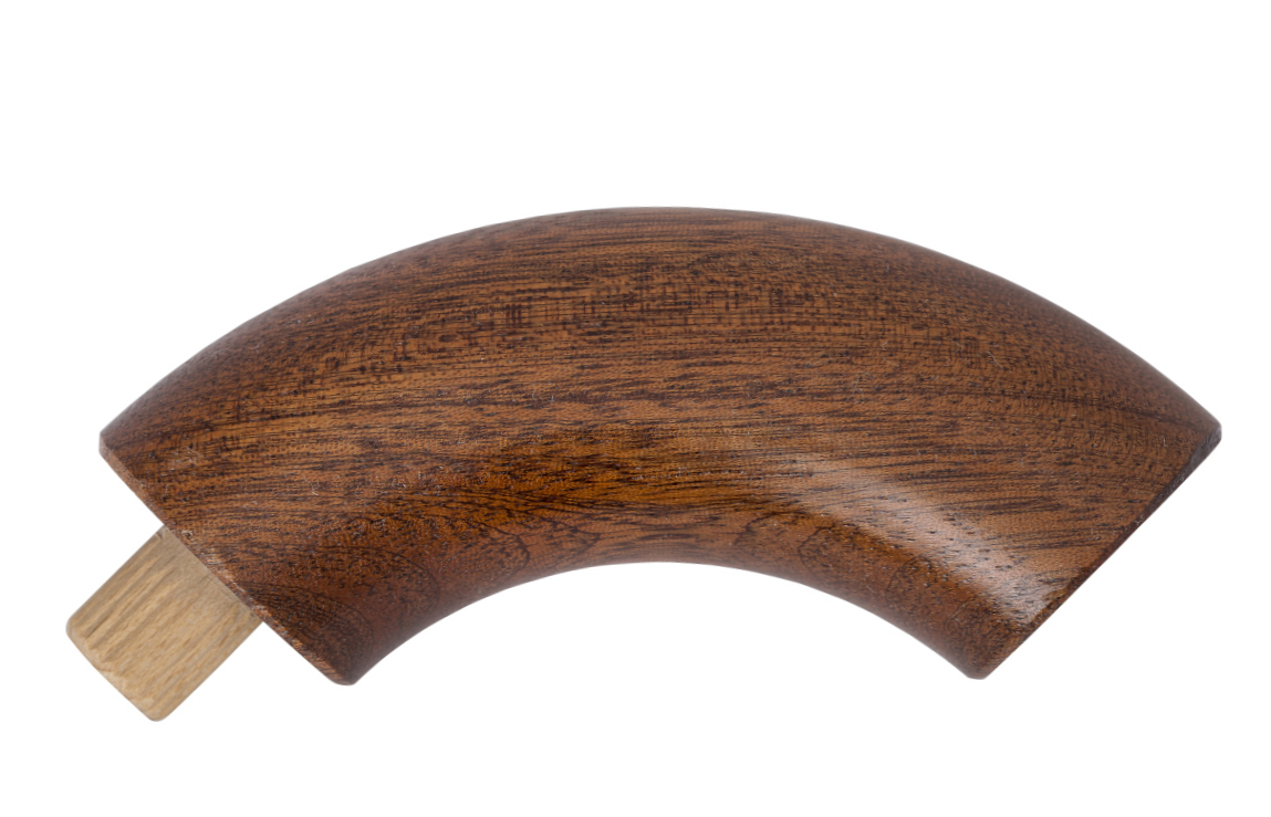 Endbocht 90° - Mahonie - diverse diameters, voor ronde houten leuning
