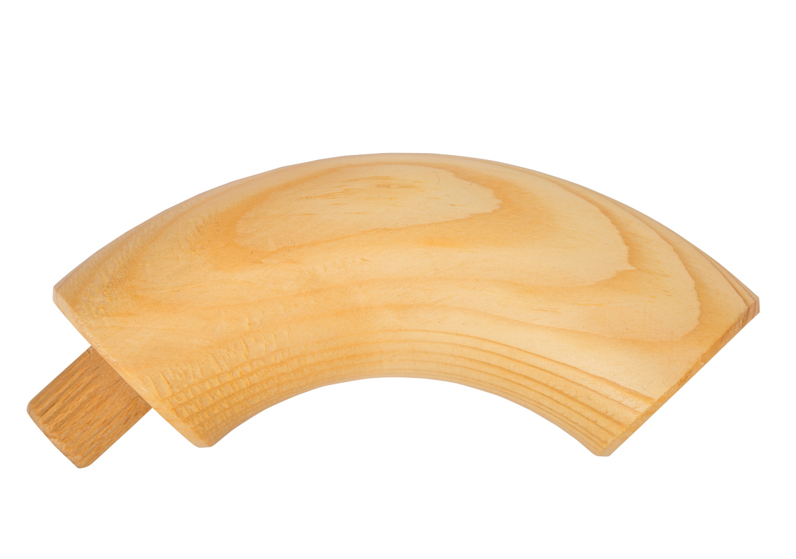 Endbocht 90° - Spar - diverse diameters, voor ronde houten leuning